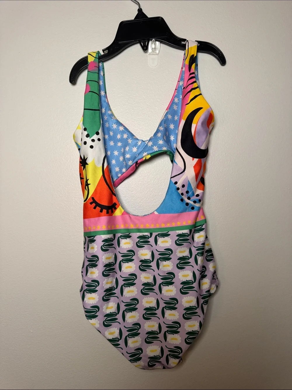 Agua Bendita Multicolor Pink Green Blue One-Piece Swimsuit
